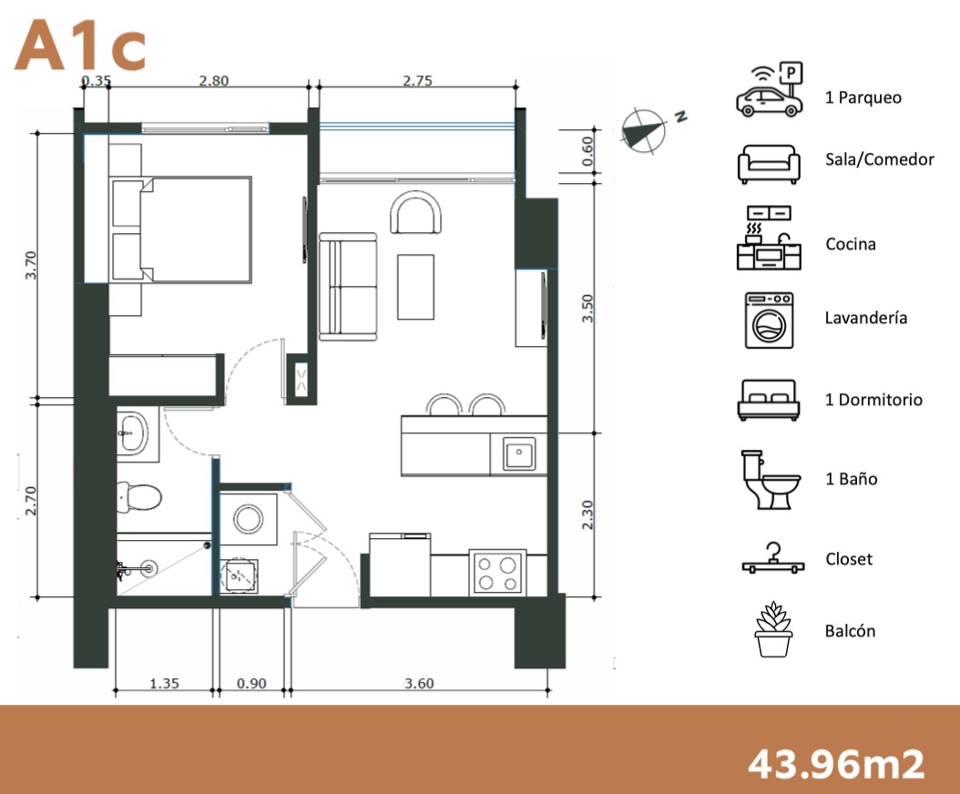 Guatemala, 1 Dormitorio Habitaciones, 1 Habitación Habitaciones,1 BañoBaño,Apartamento,Venta,1315
